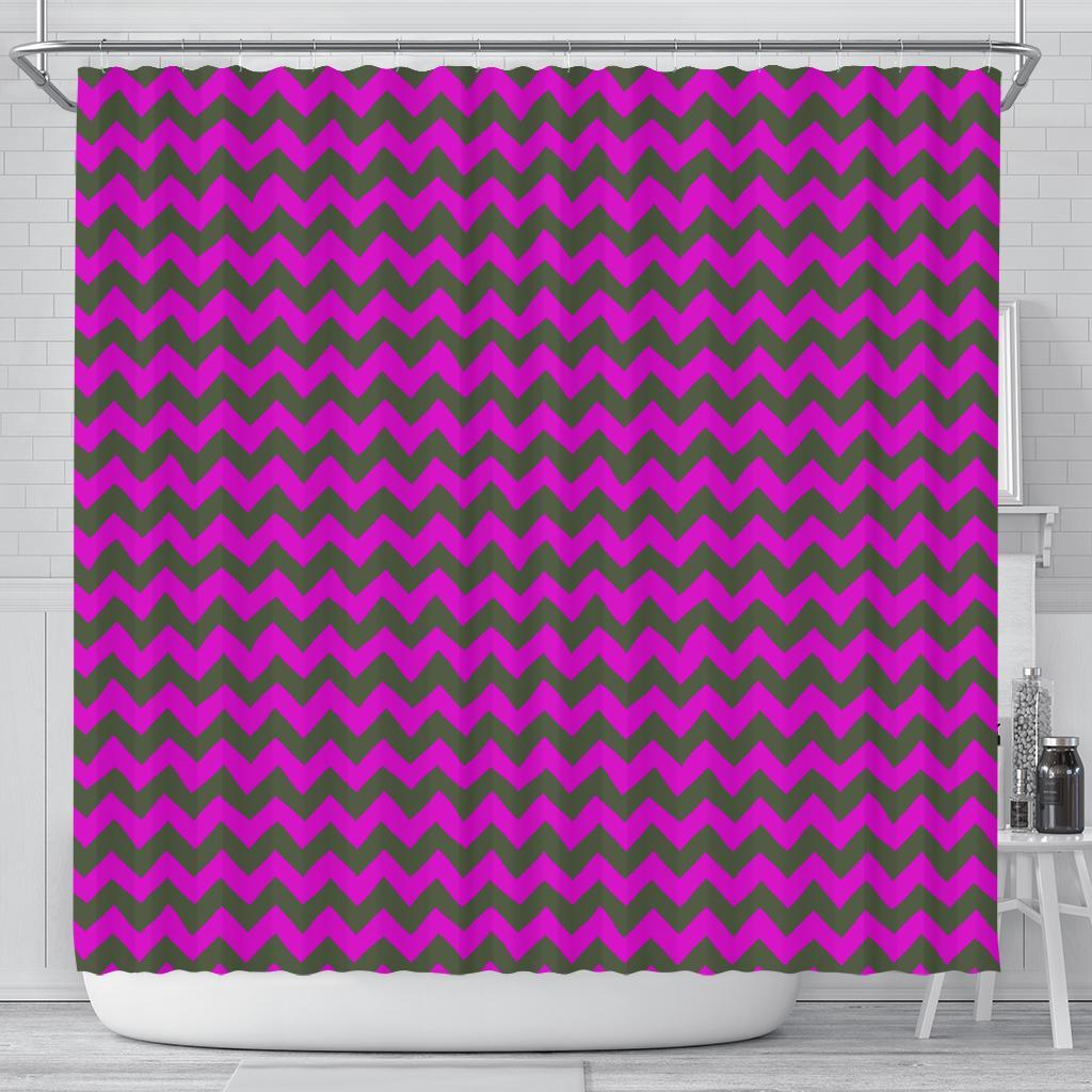 Zig Zag Purple Pattern Print Bathroom Shower Curtain-grizzshop