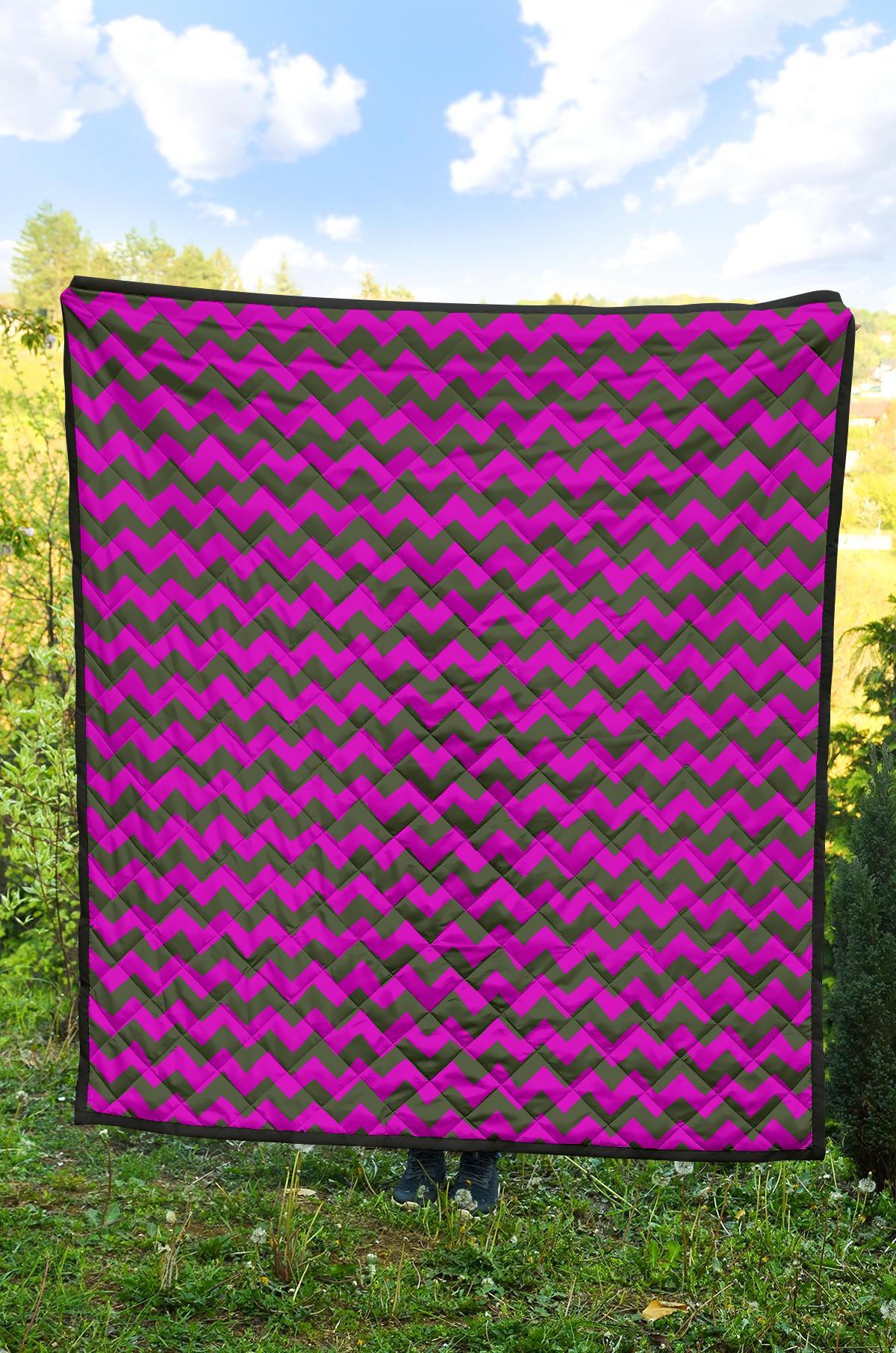 Zig Zag Purple Pattern Print Quilt-grizzshop
