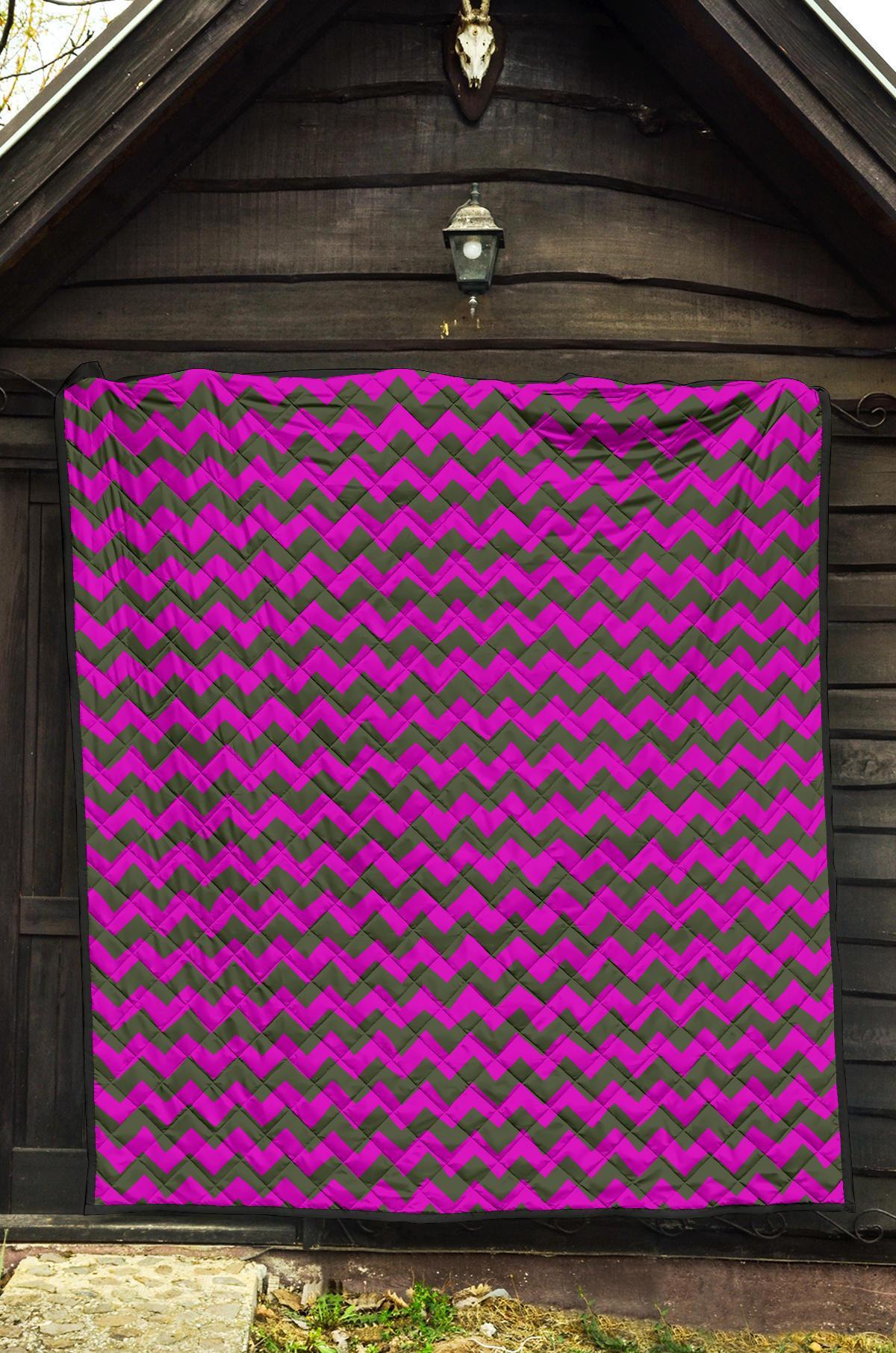 Zig Zag Purple Pattern Print Quilt-grizzshop