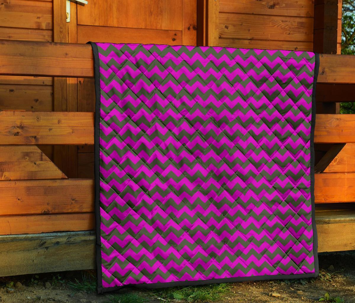 Zig Zag Purple Pattern Print Quilt-grizzshop