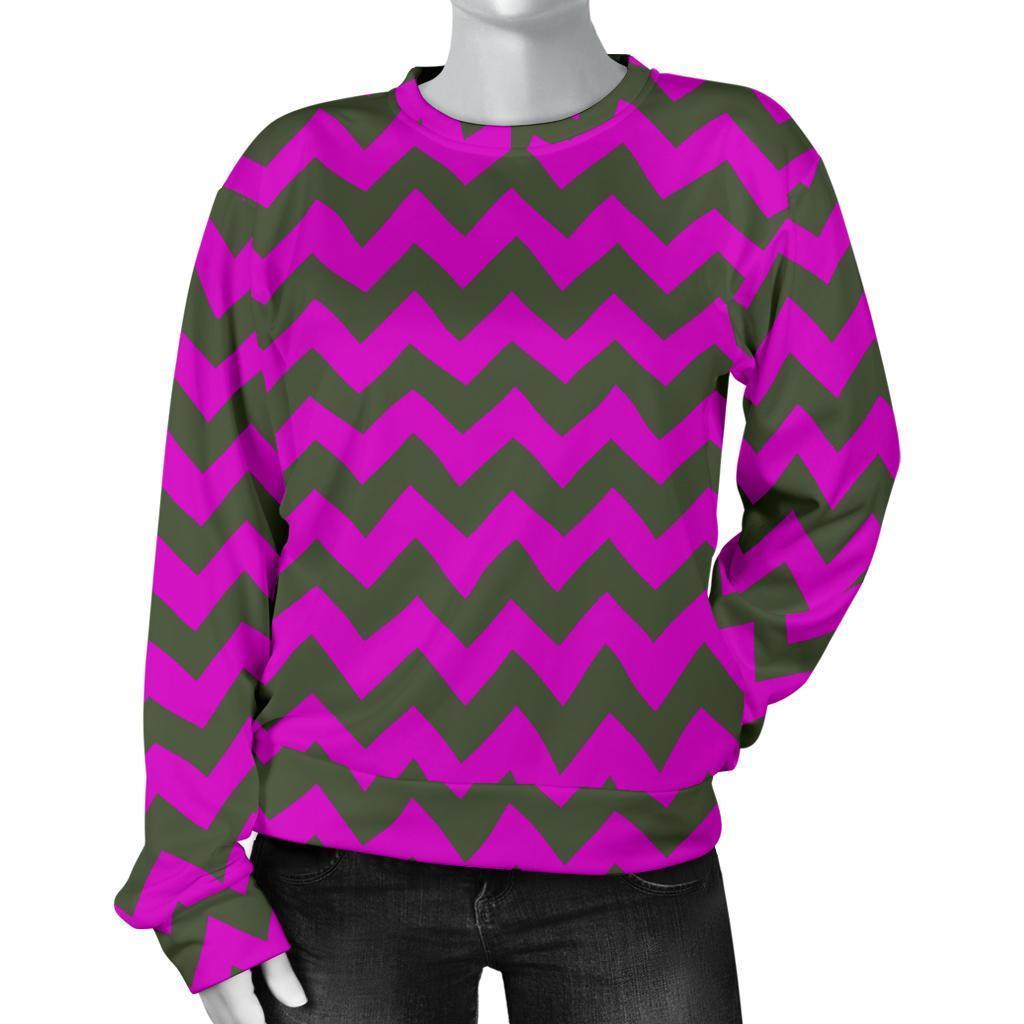 Zig Zag Purple Pattern Print Women's Sweatshirt-grizzshop