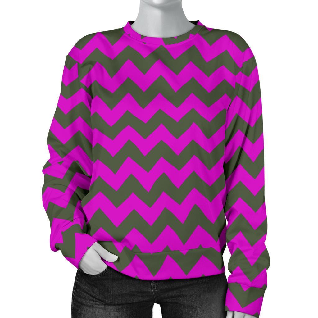 Zig Zag Purple Pattern Print Women's Sweatshirt-grizzshop