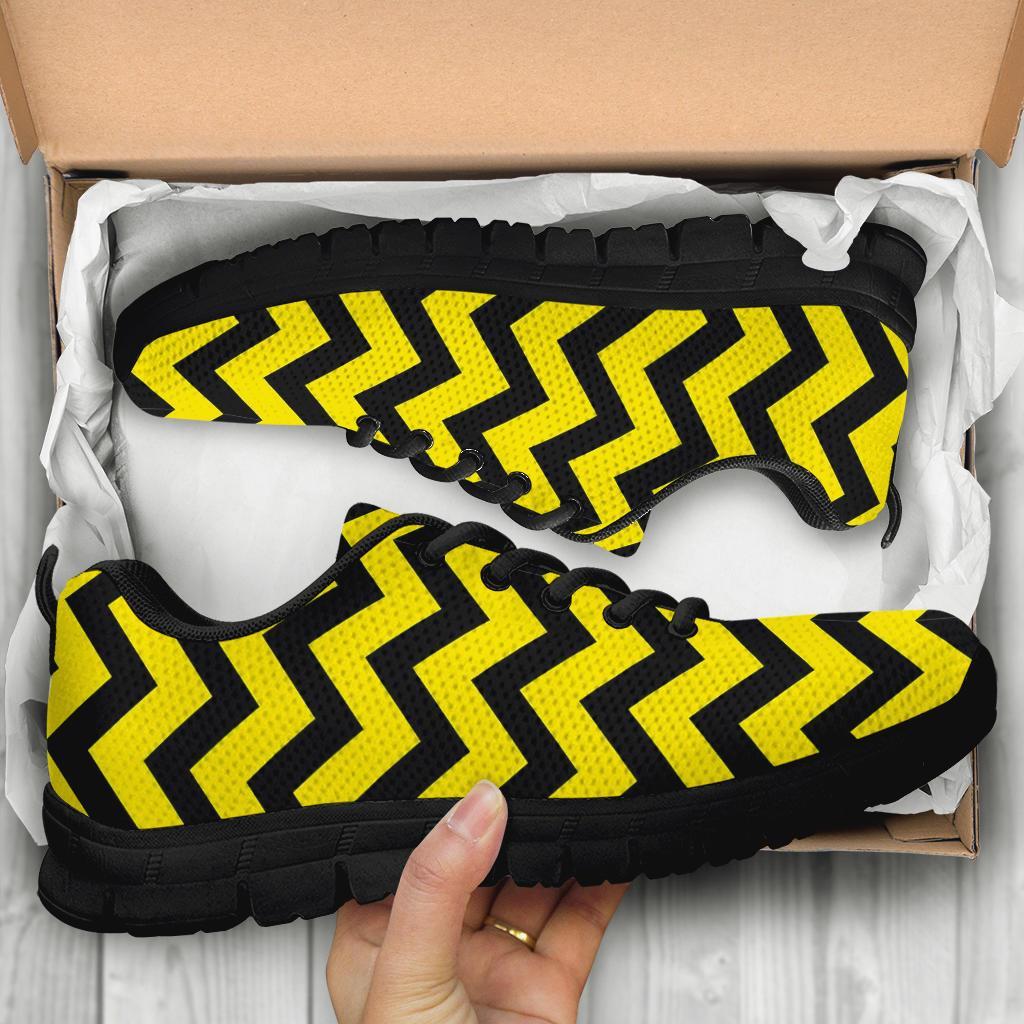Zig Zag Yellow Pattern Print Sneaker Shoes For Men Women-grizzshop