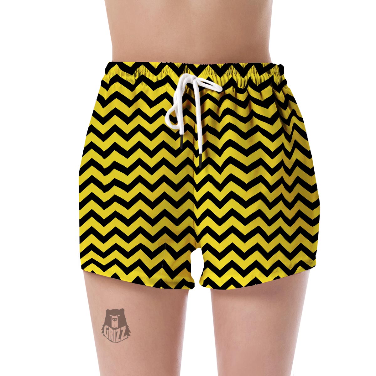Zig Zag Yellow Pattern Print Women's Shorts-grizzshop