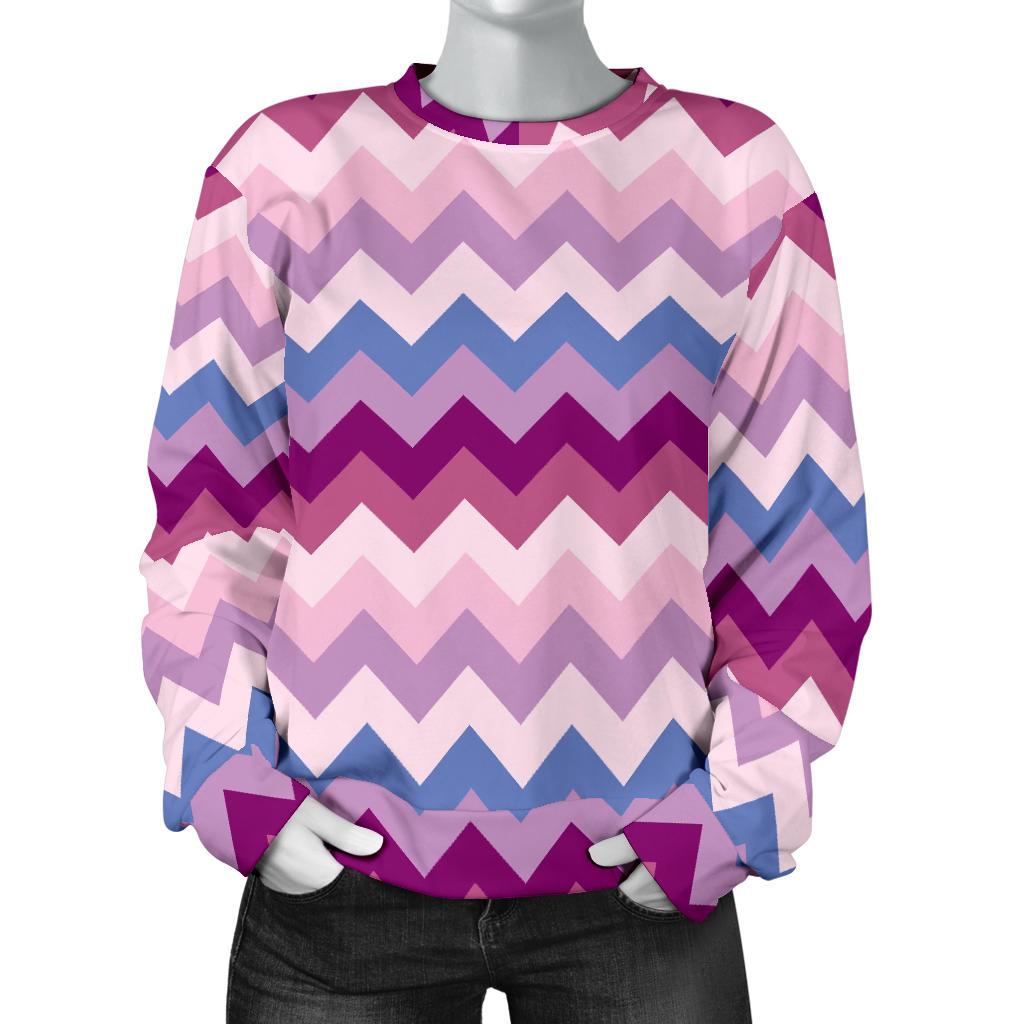 Zig Zag Pattern Print Women's Sweatshirt-grizzshop