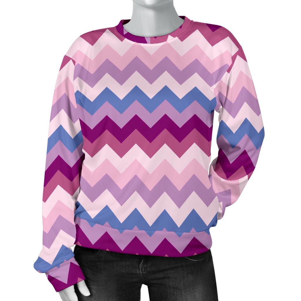 Zig Zag Pattern Print Women's Sweatshirt-grizzshop