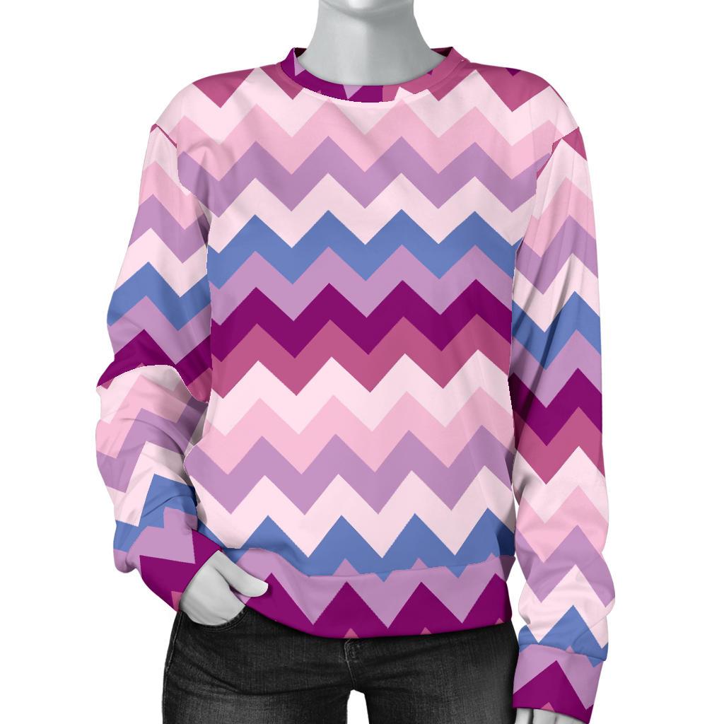 Zig Zag Pattern Print Women's Sweatshirt-grizzshop