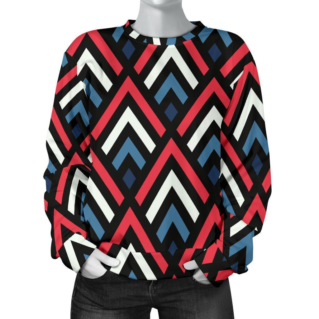 Zig Zag Print Pattern Women's Sweatshirt-grizzshop