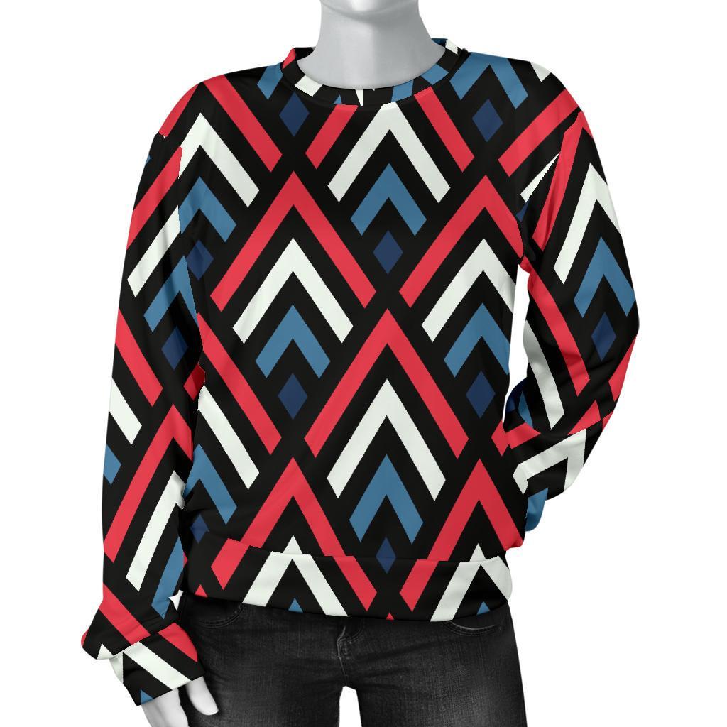 Zig Zag Print Pattern Women's Sweatshirt-grizzshop