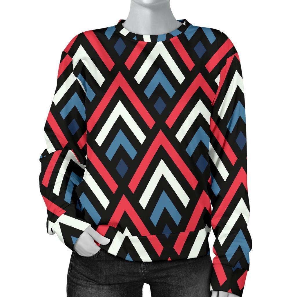Zig Zag Print Pattern Women's Sweatshirt-grizzshop