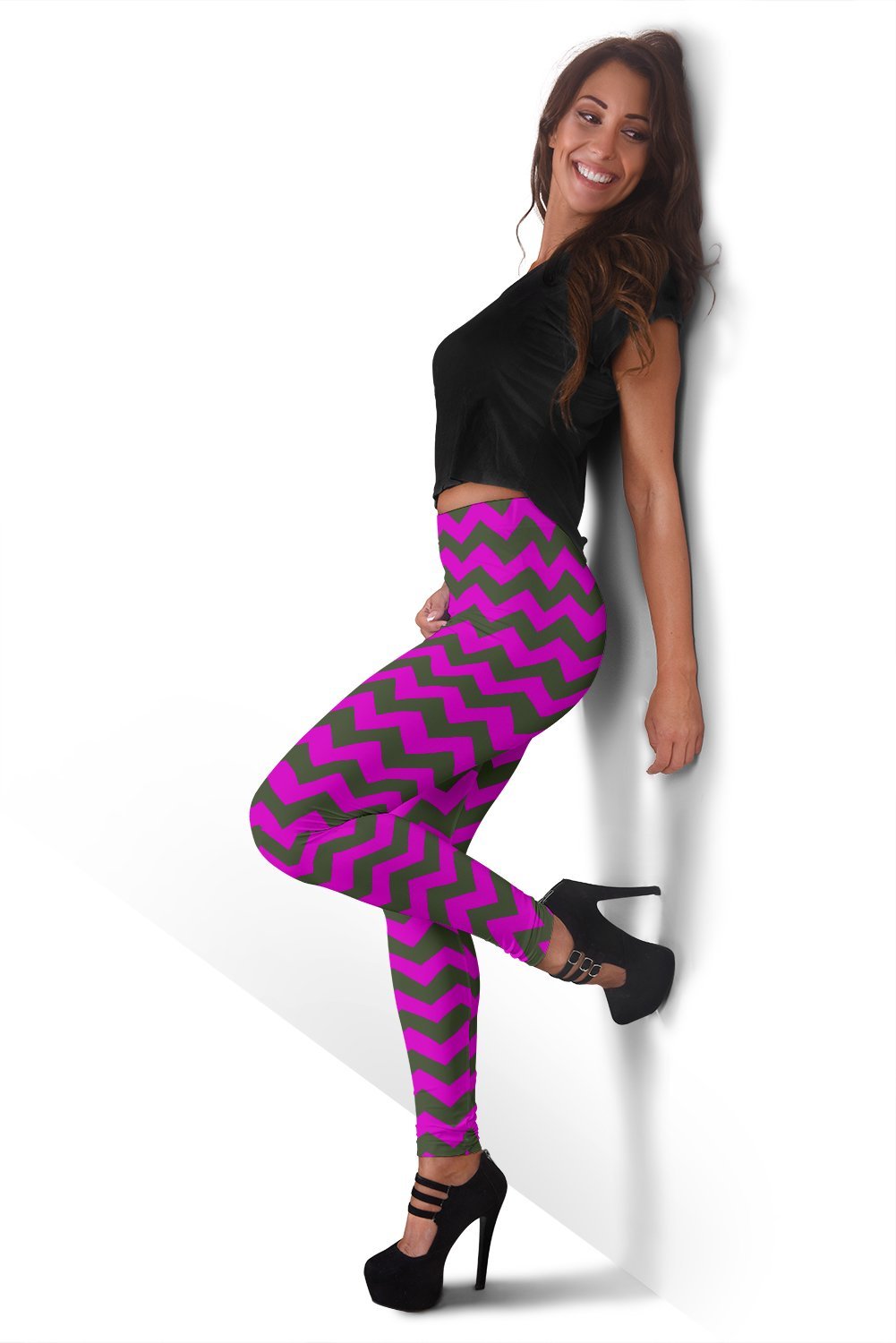 Zig Zag Purple Pattern Print Women Leggings-grizzshop