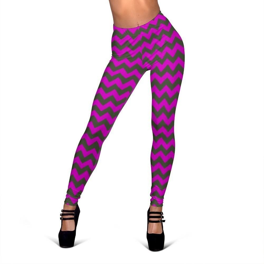 Zig Zag Purple Pattern Print Women Leggings-grizzshop