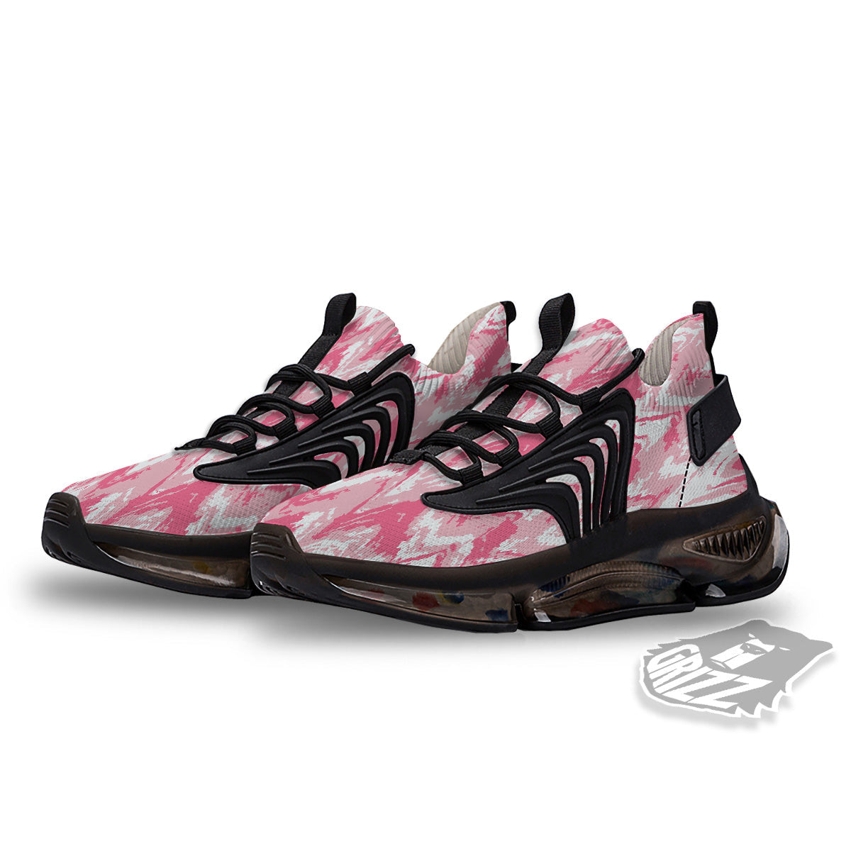 Zigzag Abstract Stripes Pink Print Pattern Black Gym Shoes-grizzshop