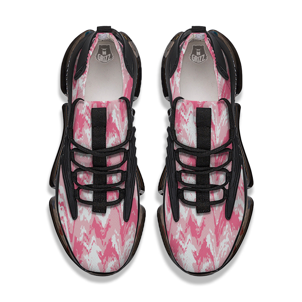 Zigzag Abstract Stripes Pink Print Pattern Black Gym Shoes-grizzshop