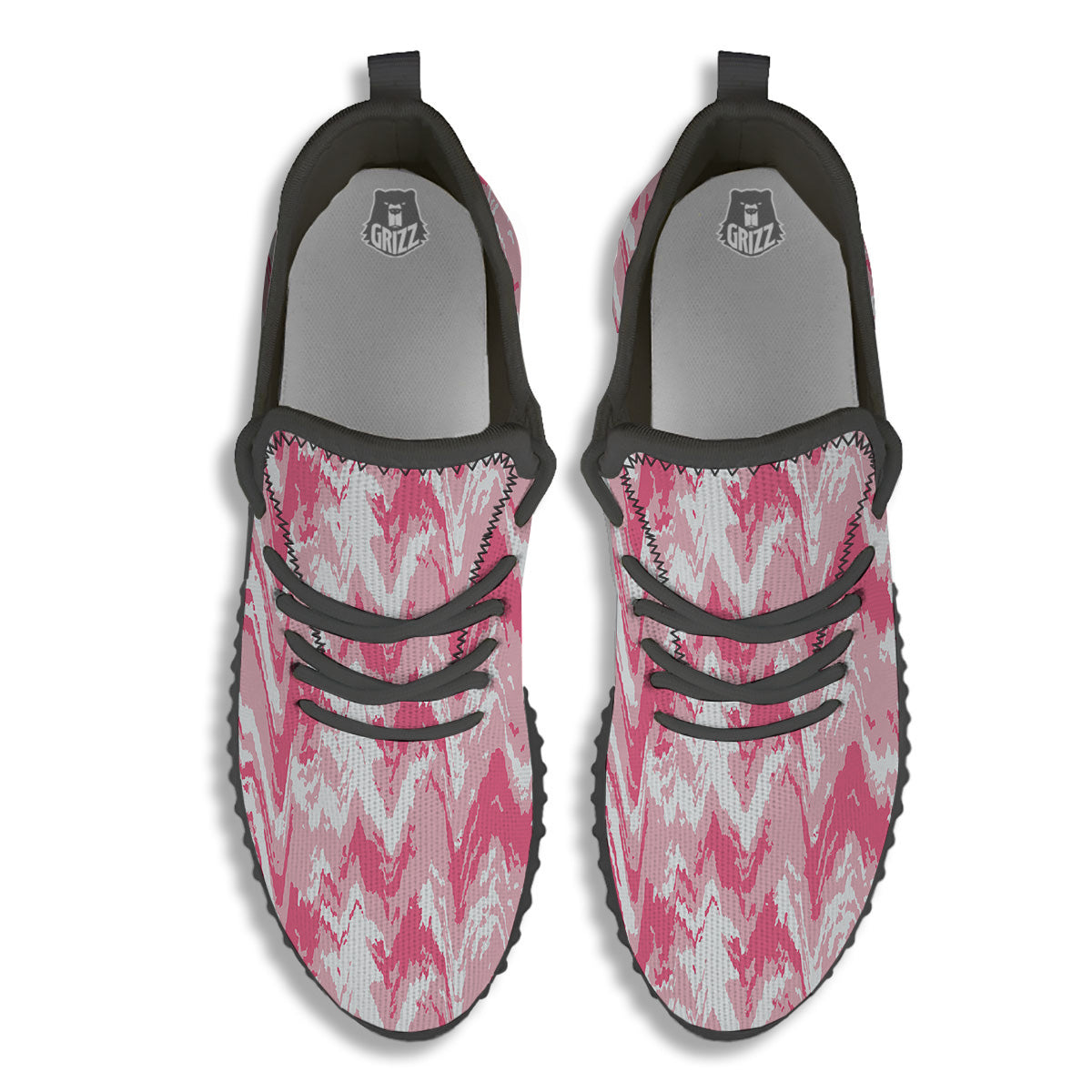 Zigzag Abstract Stripes Pink Print Pattern Black Walking Shoes-grizzshop