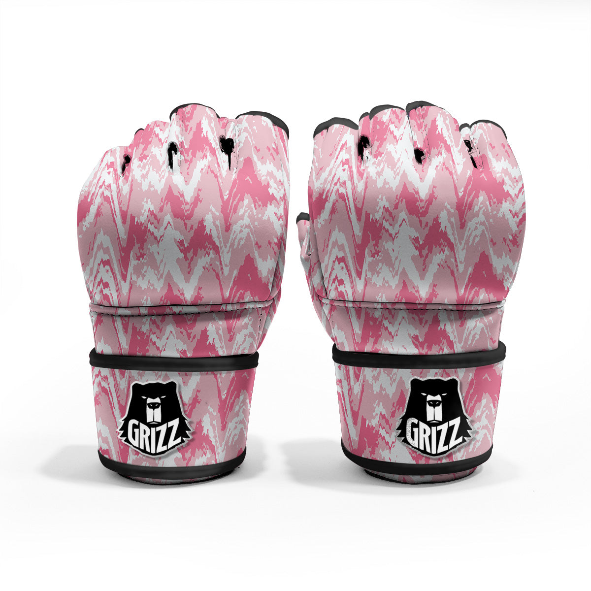 Zigzag Abstract Stripes Pink Print Pattern MMA Gloves-grizzshop