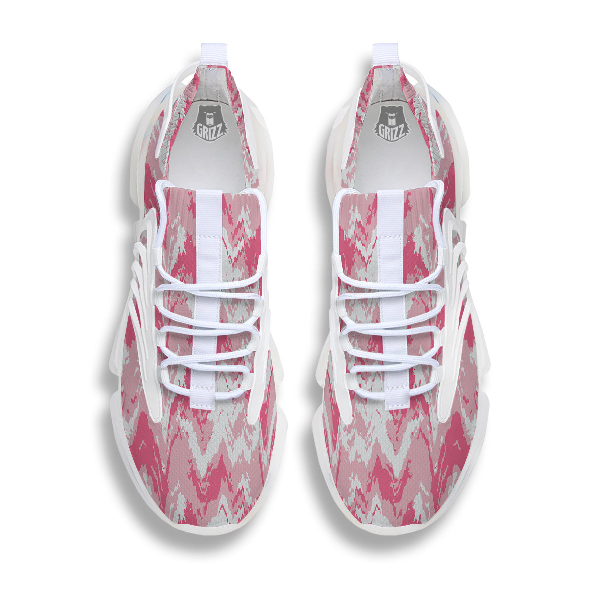 Zigzag Abstract Stripes Pink Print Pattern White Gym Shoes-grizzshop