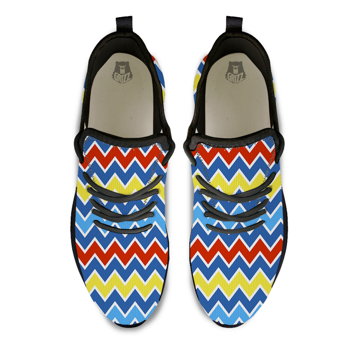 Zigzag Autism Awareness Color Print Pattern Black Athletic Shoes-grizzshop
