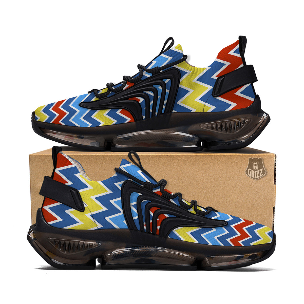 Zigzag Autism Awareness Color Print Pattern Black Gym Shoes-grizzshop