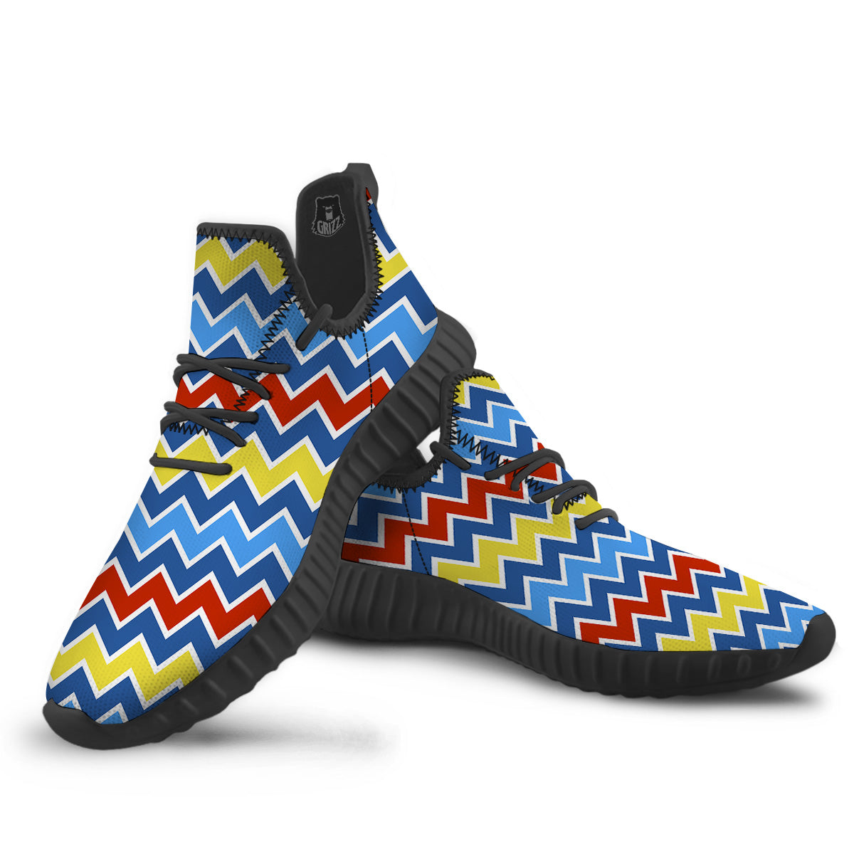 Zigzag Autism Awareness Color Print Pattern Black Walking Shoes-grizzshop