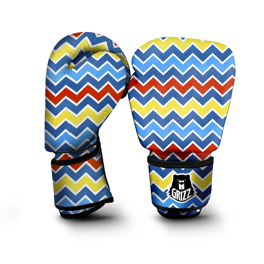 Zigzag Autism Awareness Color Print Pattern Boxing Gloves-grizzshop
