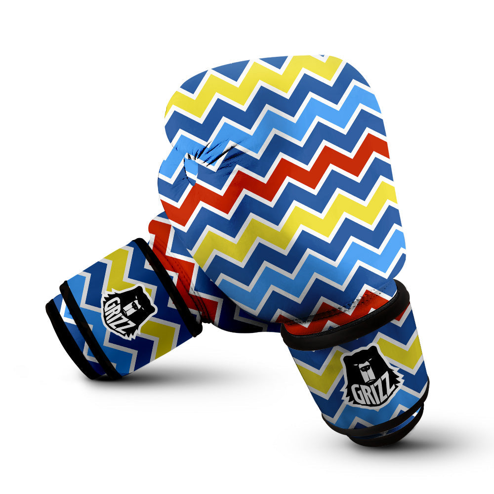 Zigzag Autism Awareness Color Print Pattern Boxing Gloves-grizzshop