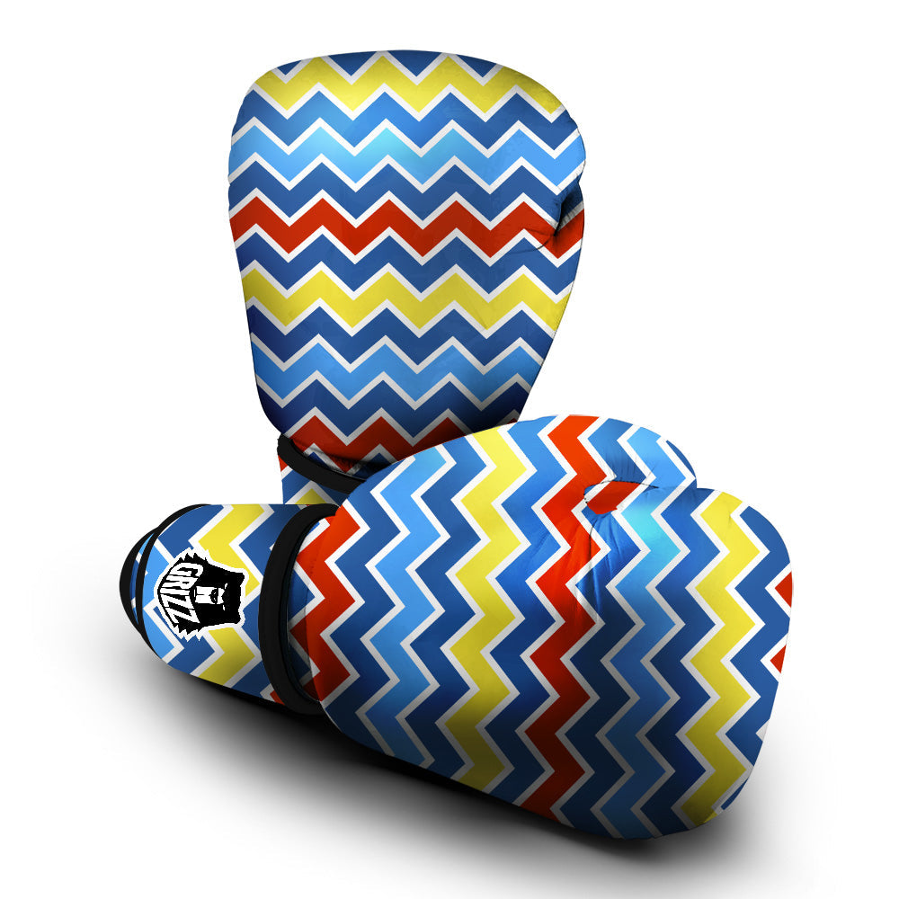 Zigzag Autism Awareness Color Print Pattern Boxing Gloves-grizzshop
