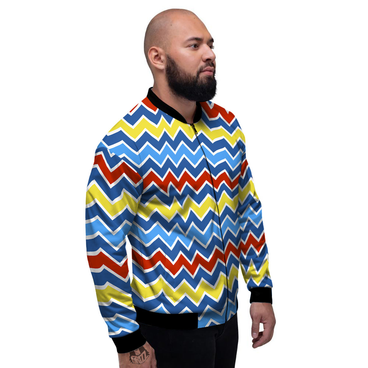 Zigzag Autism Awareness Color Print Pattern Men's Bomber Jacket-grizzshop