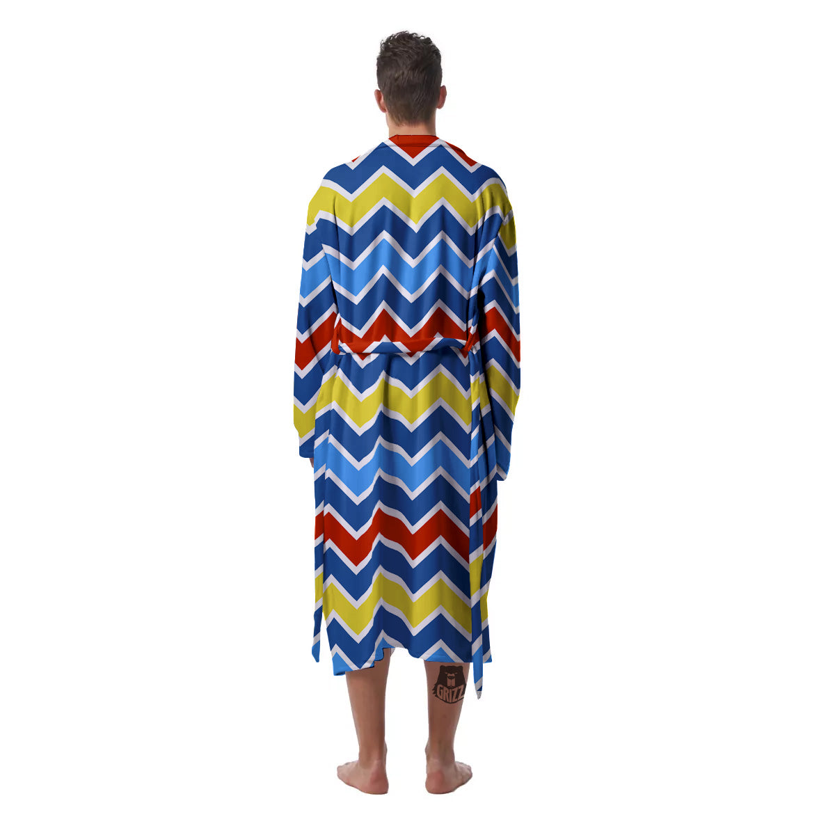 Zigzag Autism Awareness Color Print Pattern Men's Robe-grizzshop
