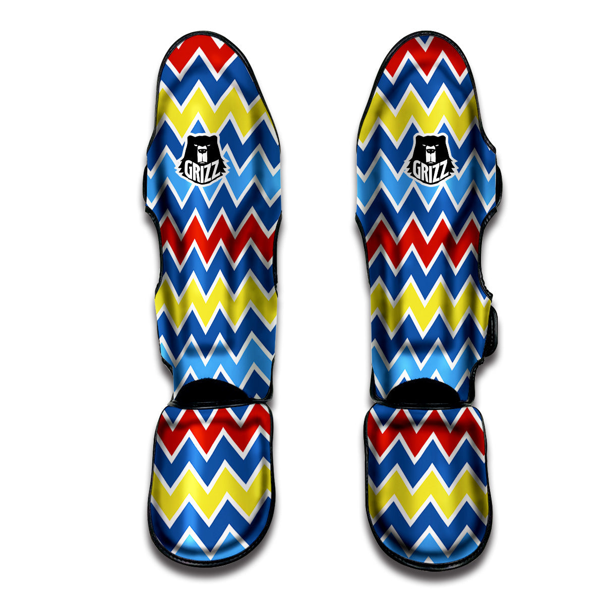 Zigzag Autism Awareness Color Print Pattern Muay Thai Shin Guards-grizzshop
