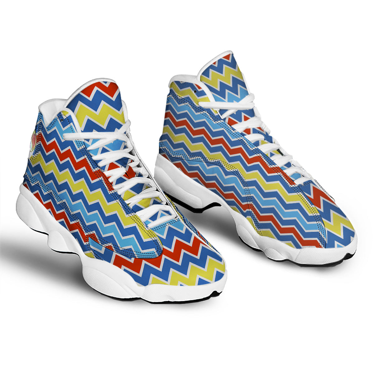 Zigzag Autism Awareness Color Print Pattern White Basketball Shoes-grizzshop