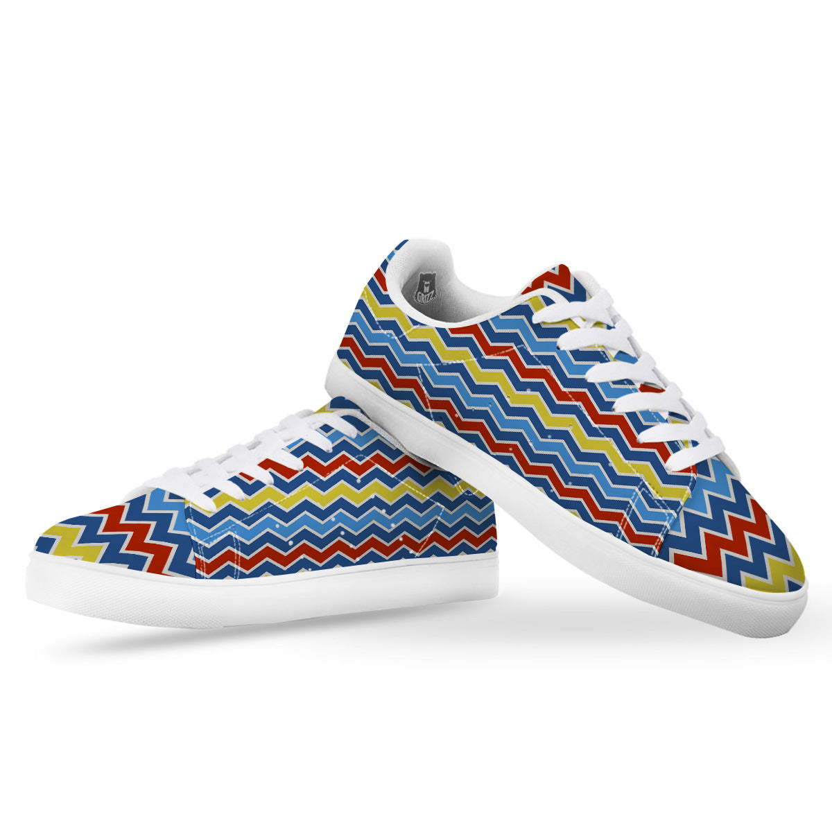 Zigzag Autism Awareness Color Print Pattern White Low Top Sneakers-grizzshop