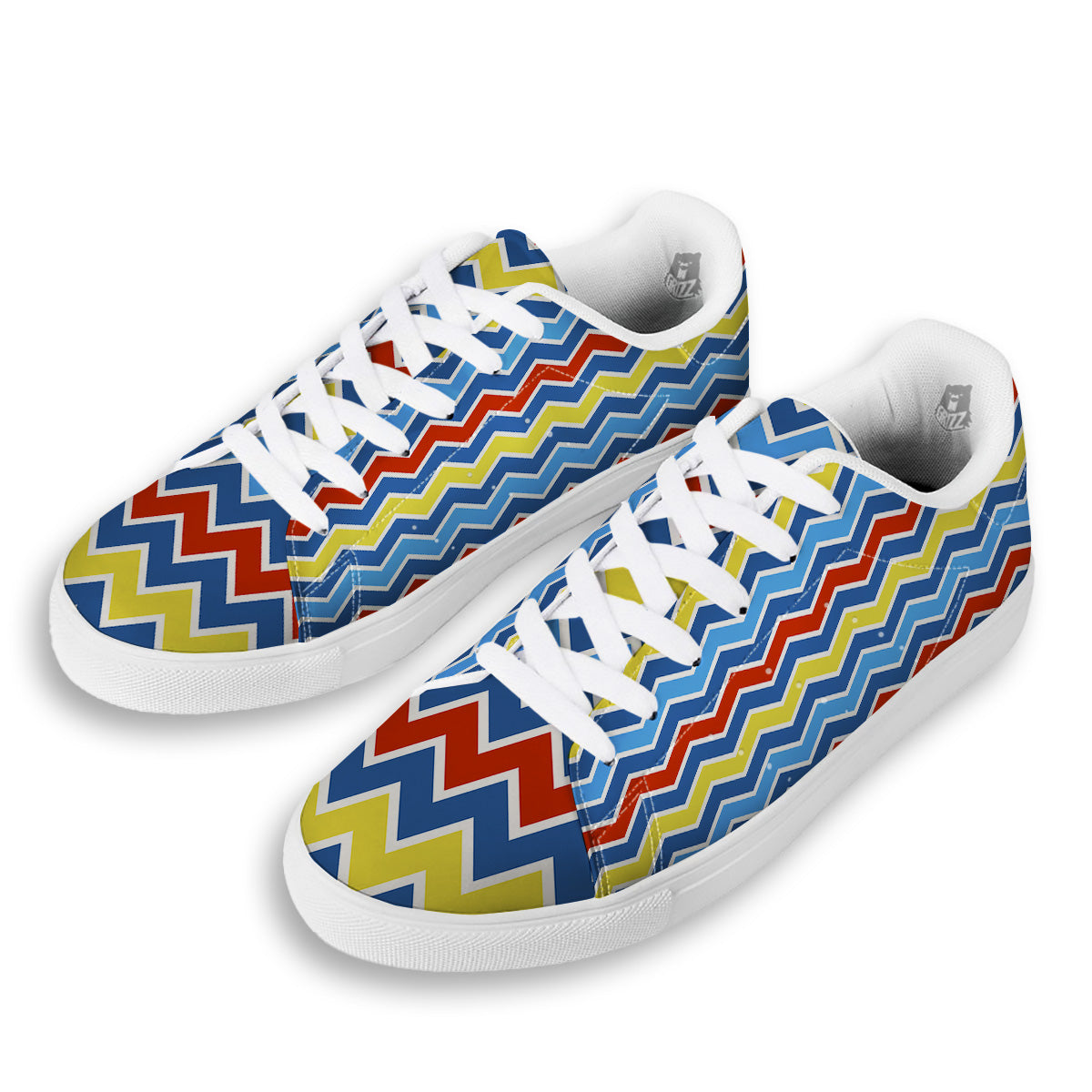 Zigzag Autism Awareness Color Print Pattern White Low Top Sneakers-grizzshop