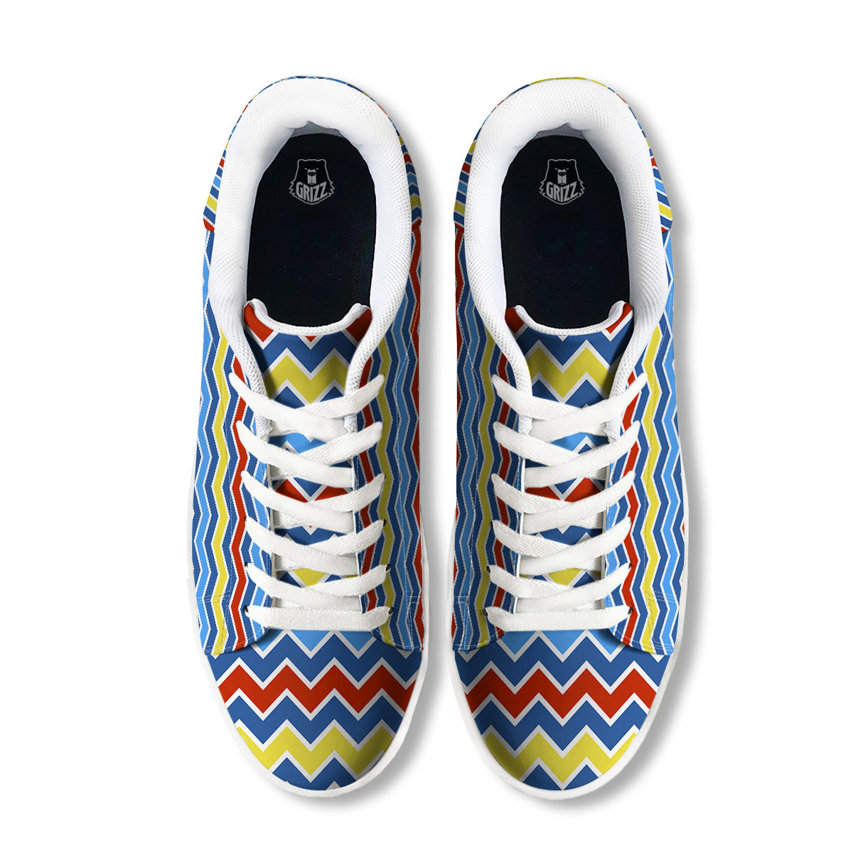 Zigzag Autism Awareness Color Print Pattern White Low Top Sneakers-grizzshop