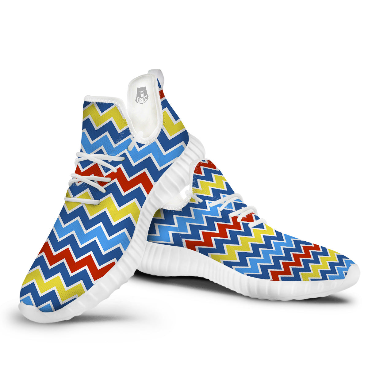 Zigzag Autism Awareness Color Print Pattern White Walking Shoes-grizzshop