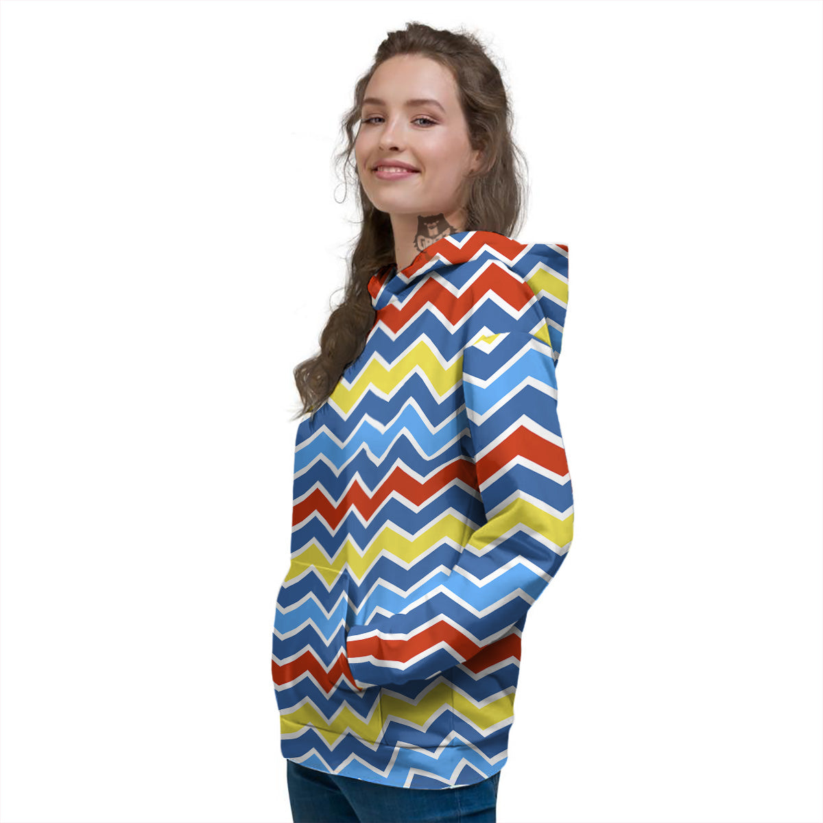 Zigzag Autism Awareness Color Print Pattern Women's Hoodie-grizzshop