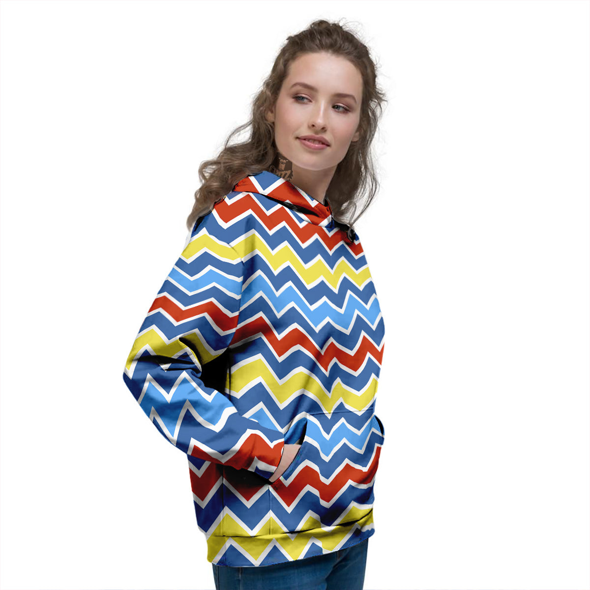Zigzag Autism Awareness Color Print Pattern Women's Hoodie-grizzshop
