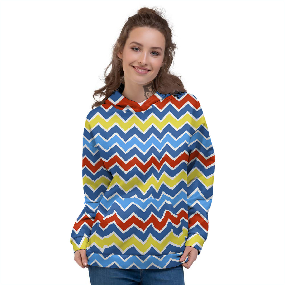 Zigzag Autism Awareness Color Print Pattern Women's Hoodie-grizzshop