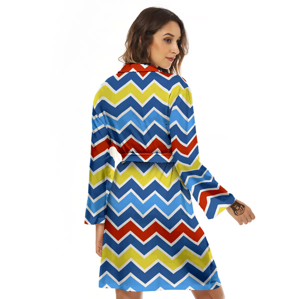 Zigzag Autism Awareness Color Print Pattern Women's Robe-grizzshop