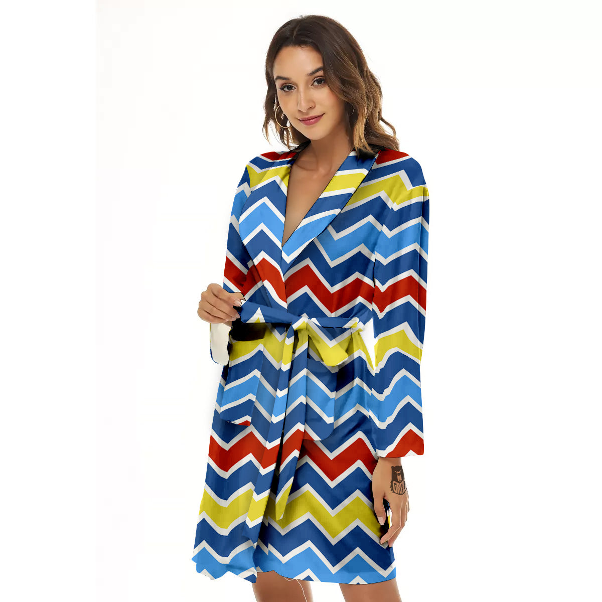 Zigzag Autism Awareness Color Print Pattern Women's Robe-grizzshop
