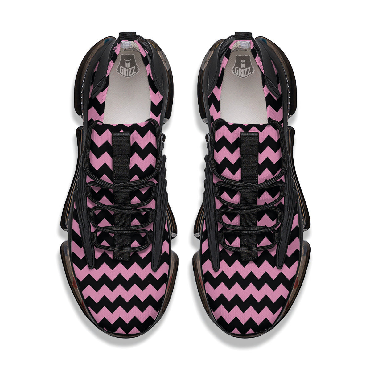 Zigzag Black And Pink Print Pattern Black Gym Shoes-grizzshop