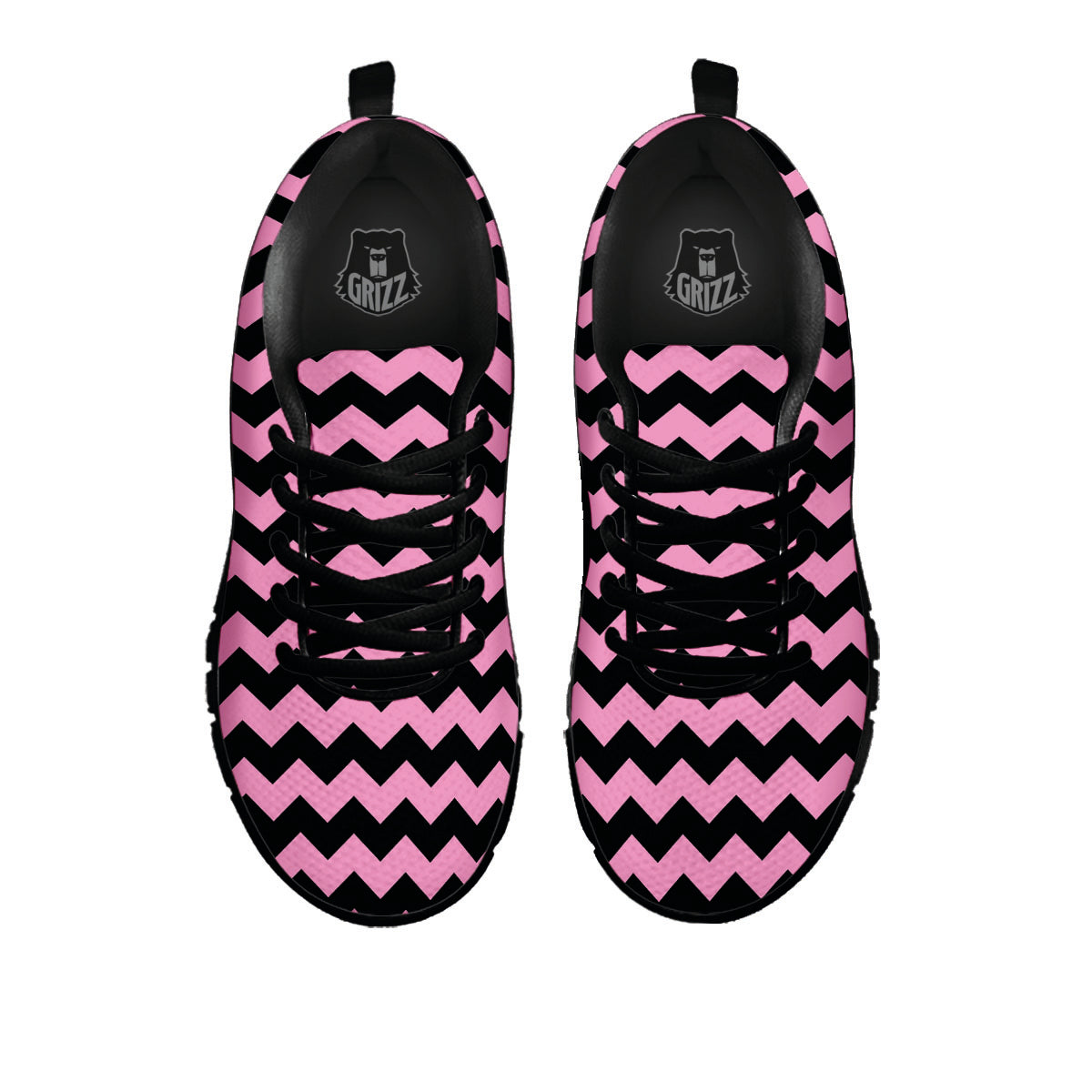 Zigzag Black And Pink Print Pattern Black Sneaker-grizzshop