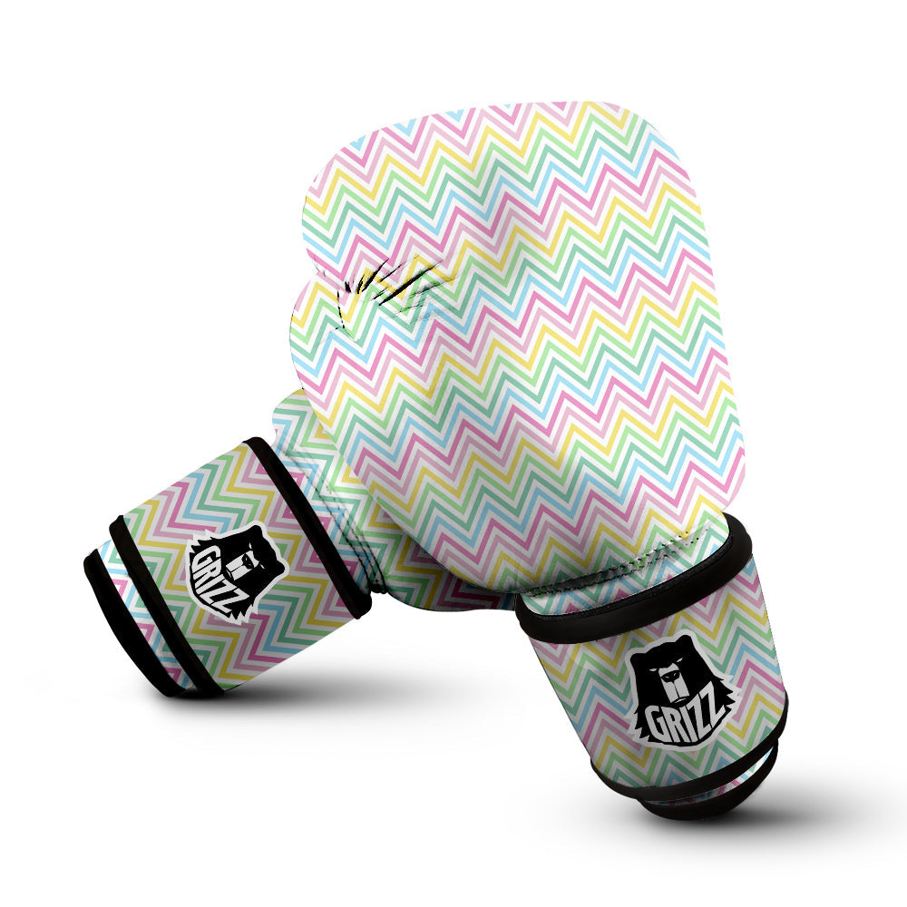 Zigzag Colorful Print Pattern Boxing Gloves-grizzshop