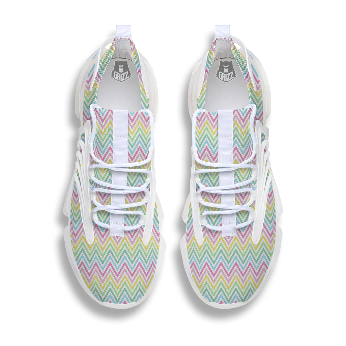 Zigzag Colorful Print Pattern White Gym Shoes-grizzshop