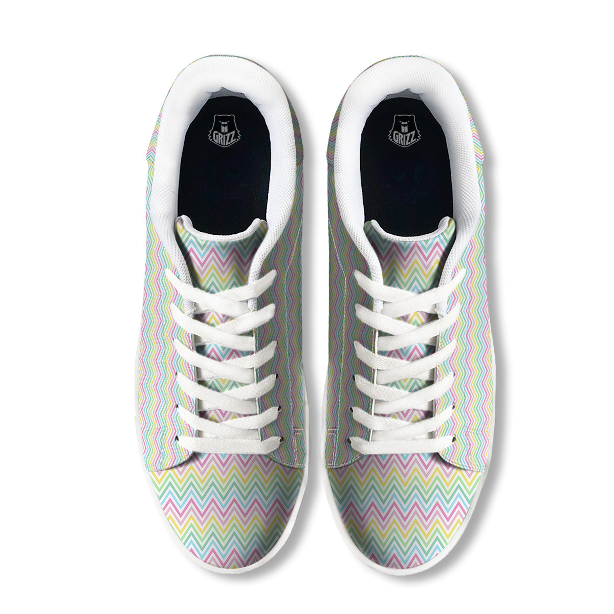 Zigzag Colorful Print Pattern White Low Top Sneakers-grizzshop