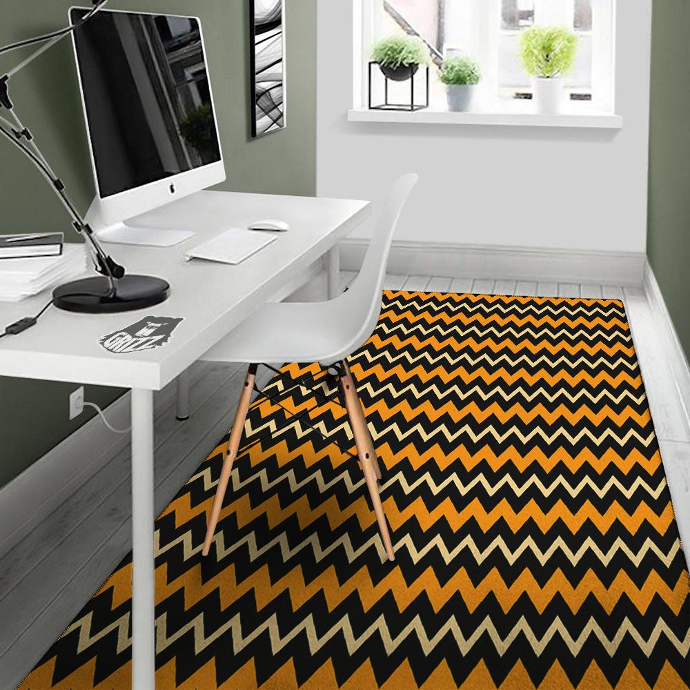 Zigzag Halloween Print Pattern Floor Mat-grizzshop