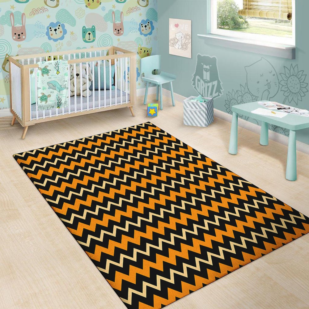 Zigzag Halloween Print Pattern Floor Mat-grizzshop