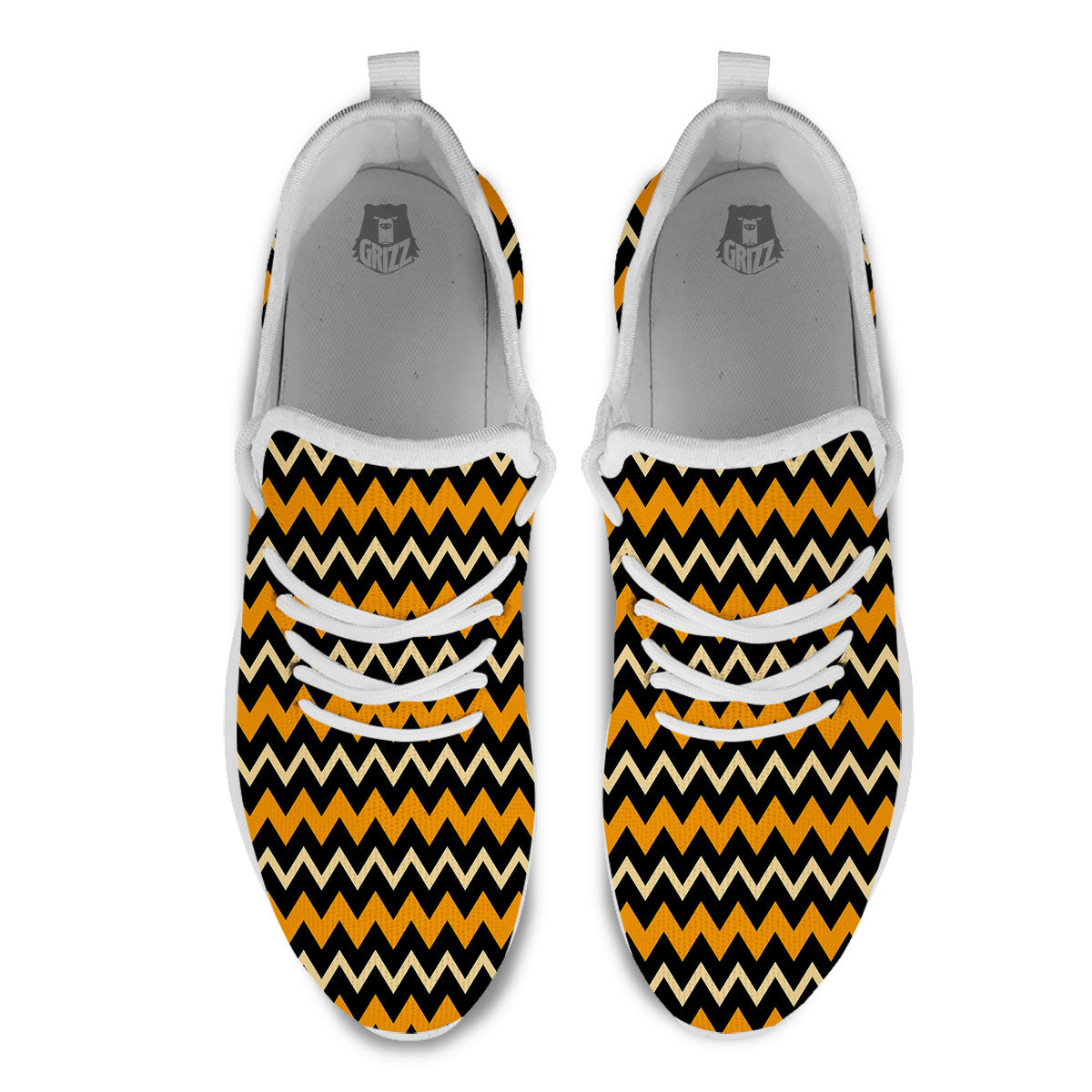 Zigzag Halloween Print Pattern White Athletic Shoes-grizzshop