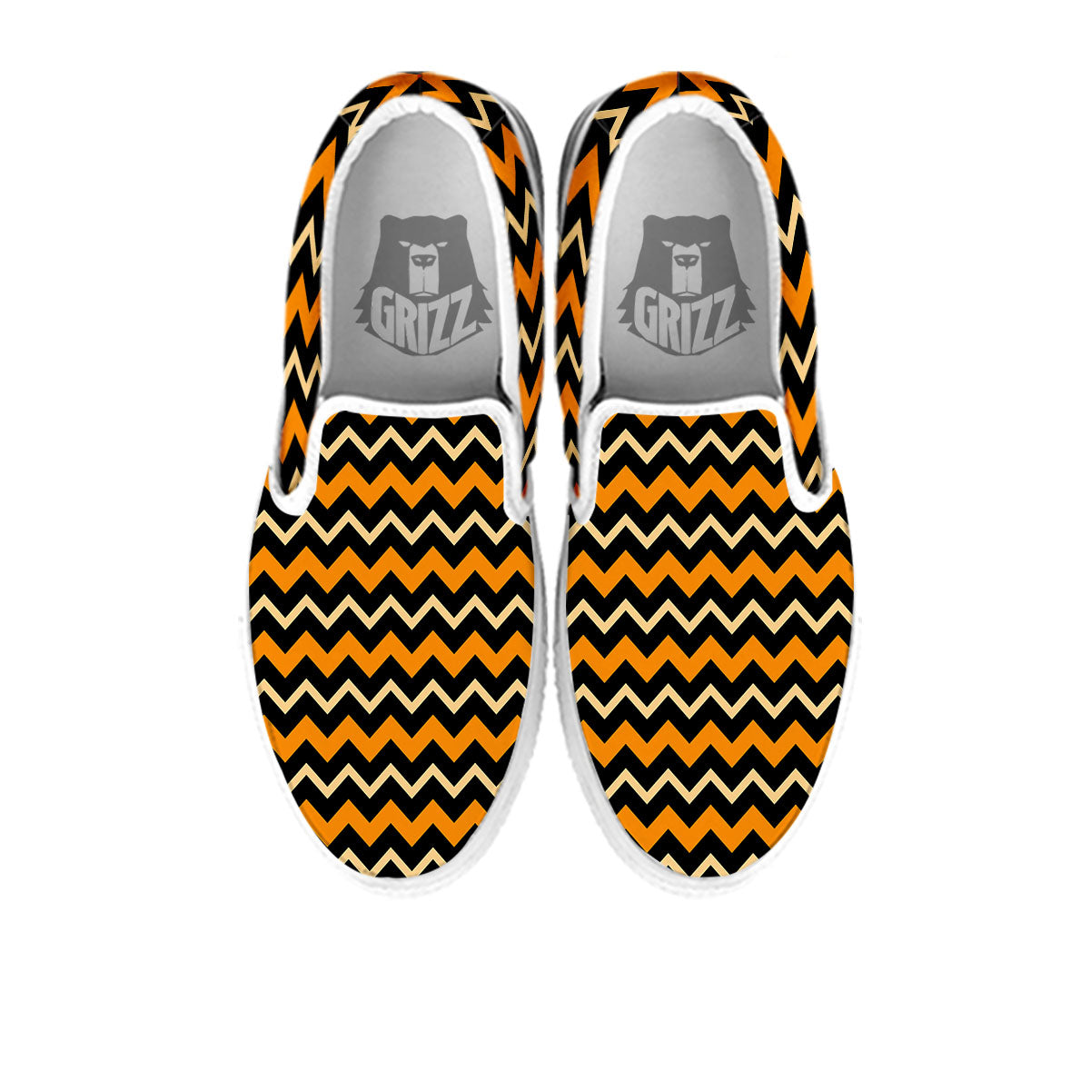 Zigzag Halloween Print Pattern White Slip On Shoes-grizzshop