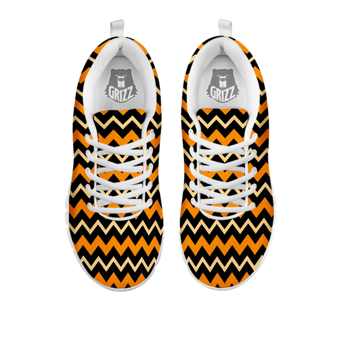Zigzag Halloween Print Pattern White Sneaker-grizzshop